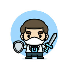 Cute Doctor with sword and shield