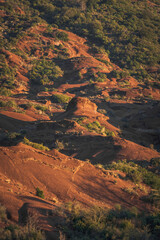 Canyon du diable, aerial view of red sand dunes formed by geographical movement and volcanic activity