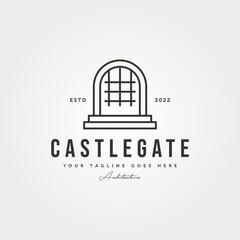 castle tower logo with sunburst vector symbol illustration design