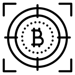 Target bitcoin line icon. Can be used for digital product, presentation, print design and more.