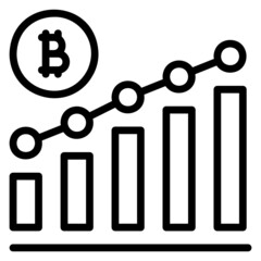 Obraz na płótnie Canvas Growth up bitcoin chart bar line icon. Can be used for digital product, presentation, print design and more.