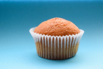 Sweet cupcake on a blue background