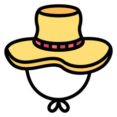 Woman hat filled line color icon. Can be used for digital product, presentation, print design and more.