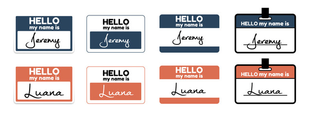 Name Badge, Paper Labels For Identification Students, Teacher And Speaker - Different Vector Illustrations Isolated On White Background
