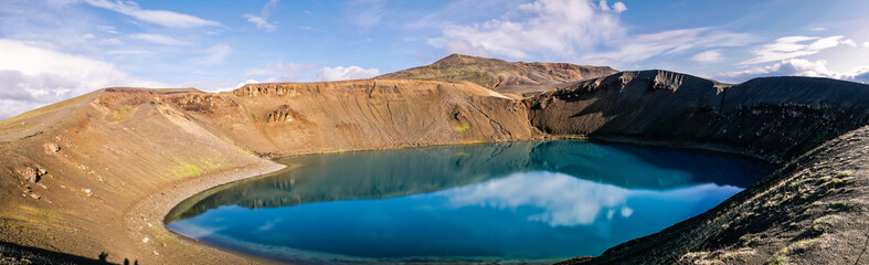 Majestic Viti crater in Krafla volcanic area, Iceland. Typical Icelandic nature landscape. © sanbeliaev