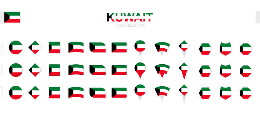 Large collection of Kuwait flags of various shapes and effects.