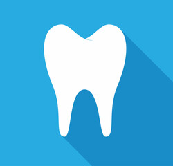 white molar tooth in flat style. element for design
