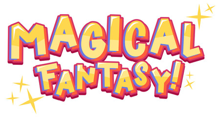 Magical Fantasy text word in cartoon style