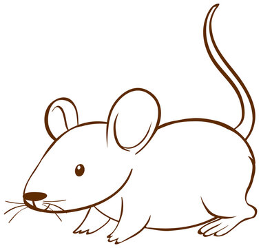 Rat in doodle simple style on white background