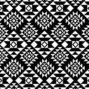 Black and white native seamless pattern.