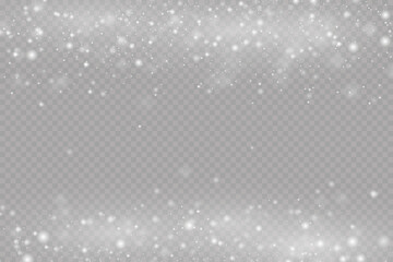 Dust sparks and stars shine with a special light. Christmas light effect. Glittering particles of magic dust.Vector sparkles on a transparent background.