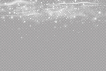 Dust sparks and stars shine with a special light. Christmas light effect. Glittering particles of magic dust.Vector sparkles on a transparent background.