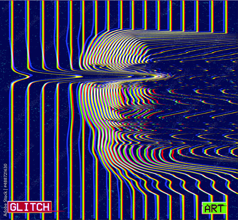 Poster glitch art. vector corrupted graphics concept illustration in rgb color illustration from 3d renderi