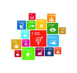 Sustainable Development Goals, Agenda 2030. Gender Equality - Goal 5. Isolated icons. Vector illustration EPS 10