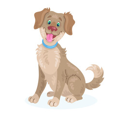Happy smiling dog. In cartoon style. isolated on white background. Vector flat illustration.