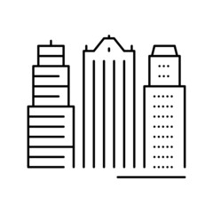 skyscraper business center building line icon vector illustration