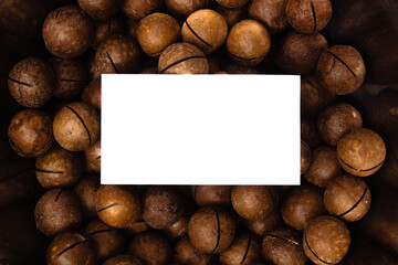 Aesthetic mockups for shop nuts, macadamia, pistachios, almonds, walnuts, spices