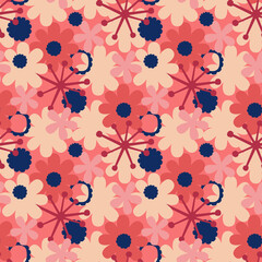 Vector seamless pattern with floral pattern. Boho colors, pastel colors. For printing on fabrics and clothes. For wall design. Poster for the interior, postcard, congratulation. in hand drawn style