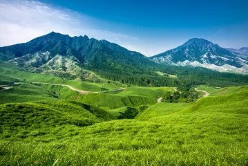 Foto op Canvas 阿蘇の根子岳と高岳と草原 © varts