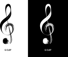 Poster of G Clef or Treble Clef. Most common clef in use. Musical symbols.