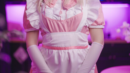 Headless pink maid upper torso anime cosplay costume
