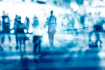 filtered blur abstract people background, unrecognizable silhouettes of people walking on a street, face detection technology - 488726250