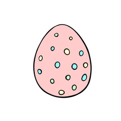 Vector colorful spotted easter egg. Holiday illustration, clip art in hand drawn flat style for greeting cards, stickers, festive design