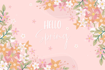 Beautiful hand drawn spring flower background