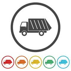 Garbage truck ring icon, color set