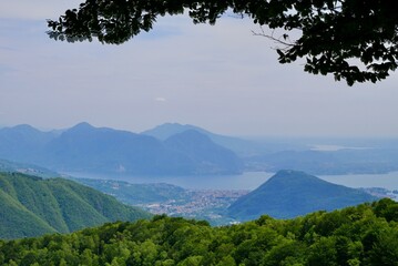 Monte Faje offering splendid views of lake Maggiore and lake Orta. Piedmont, Italy.