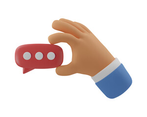 3d hand with chat bubble