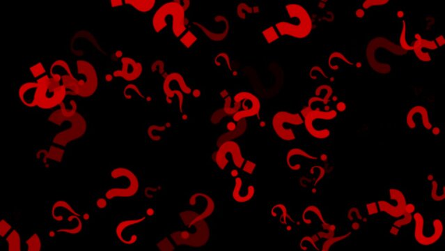 Red question marks animation on black background