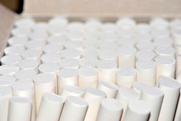 Fototapeta premium chalk to write on the school blackboard. It is also known as gypsum and chalk (Mexico) or pastel, it is a white clay that, prepared in bars, is used to write on the slates