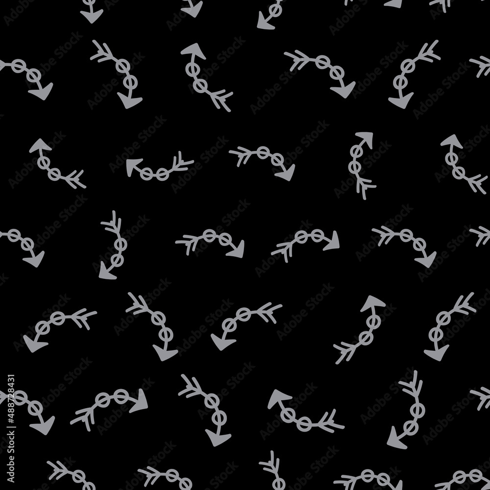 Poster gray arrows on black background vector seamless repeat pattern print