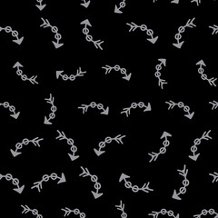 Gray arrows on black background vector seamless repeat pattern print