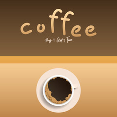 Coffee  handwriting with coffee cup , on brown background, illustration vector EPS 10