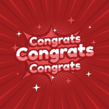 Congrats. Retro congratulation banner. Winner, jackpot, gift, roulette, cards or lottery. 