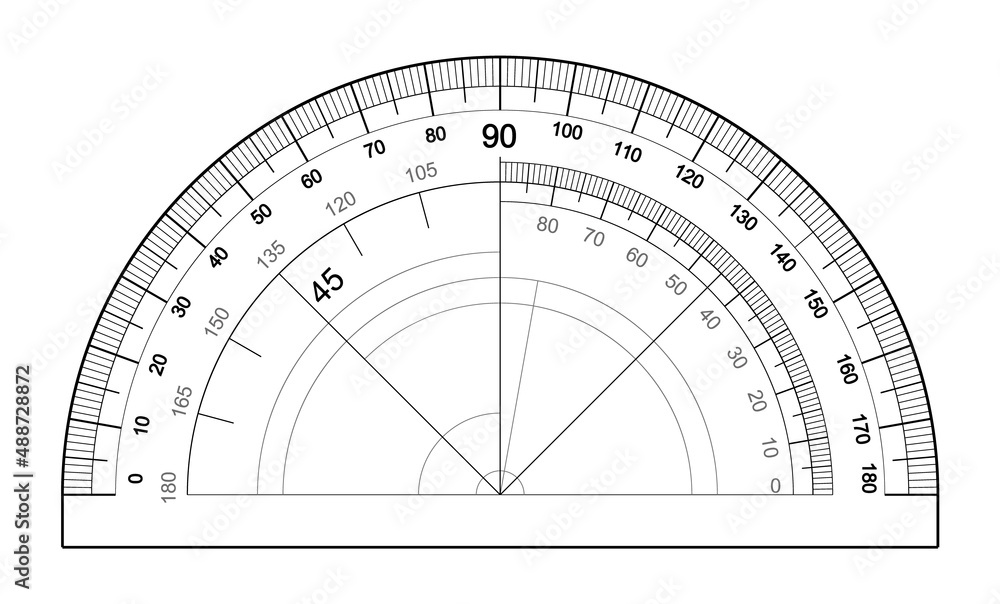 Wall mural protractor isolated on white background. vector template of an instrument for measuring the magnitud