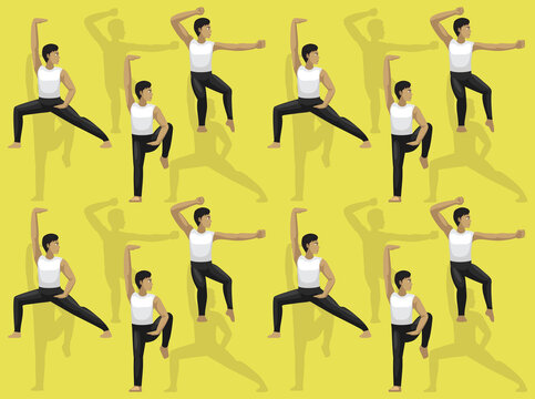 Kung Fu Crouch Stance One-Foot Hang Seamless Wallpaper Background