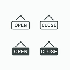 close and open banner board icon vector