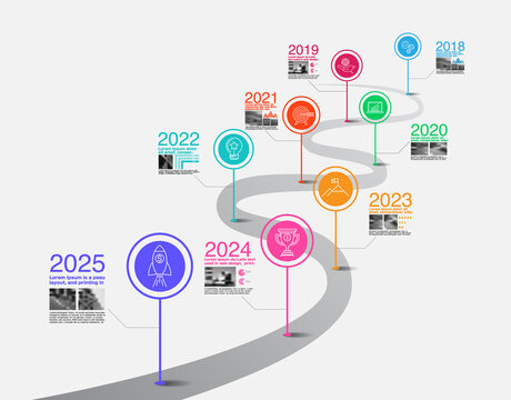 Milestone Company, Timeline, Roadmap, Infographic Vector illustration,  report  information