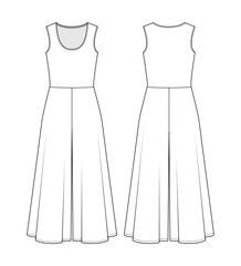 Fashion techical drawing of jersey jumpsuit