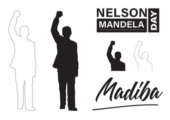 Nelson Mandela day 14 July. Vector graphic elements.  - obrazy, fototapety, plakaty