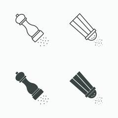 salt and pepper shaker icon vector set