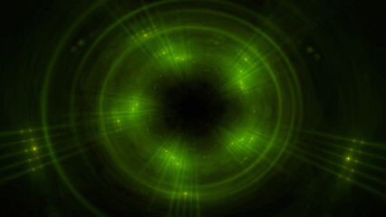 Bright abstract background with leaks. Blurred lighting tunnel. Magic portal. Vivid sphere lens