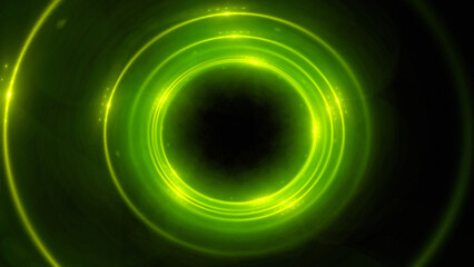Bright abstract background with leaks. Blurred lighting tunnel. Magic portal. Vivid sphere lens