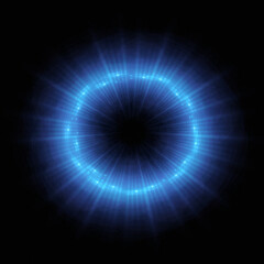 Bright abstract background with leaks. Lighting tunnel. Magic portal. Vivid sphere lens