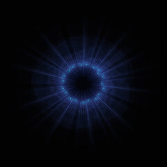 Bright abstract background with leaks. Lighting tunnel. Magic portal. Vivid sphere lens