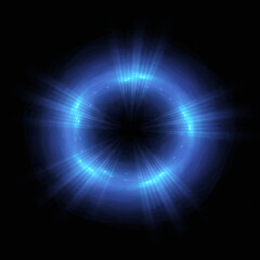 Bright abstract background with leaks. Lighting tunnel. Magic portal. Vivid sphere lens