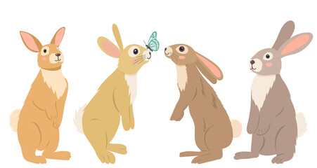 Obraz na płótnie Canvas hare, rabbit cartoon decorative flat design